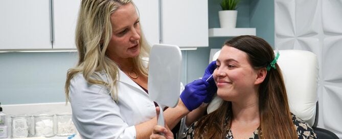 Patient receiving injection consultation