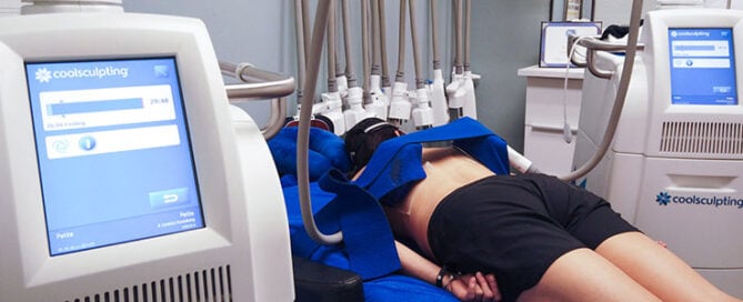 Patient receiving CoolSculpting Treatment